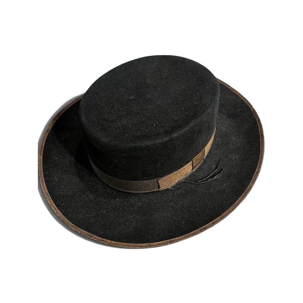 Vintage Sombrereria Fernandez Sombrero Andaluz Spanish Cordobes Felt Hat Black